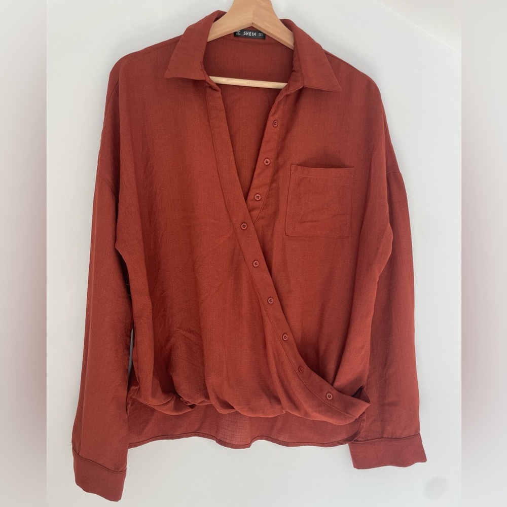 SHEIN Burnt Orange Shirt. Size L